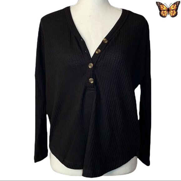 WAREHOUSE One Henley Waffle Top Size Extra Small - Picture 1 of 8